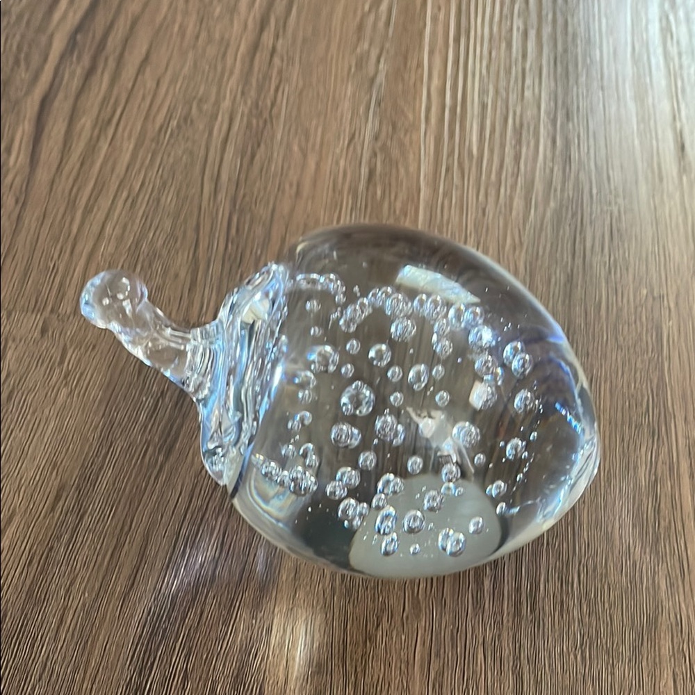 Paperweight Vintage Art Clear Glass Air Bubble Strawberry Size 4” X 4”